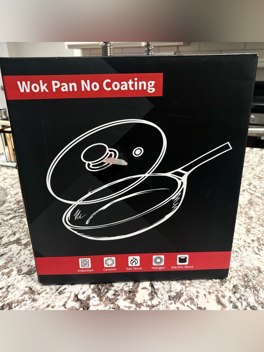 Non-Branded Black Frying Pan with Glass Lid - Black NEW IN BOX